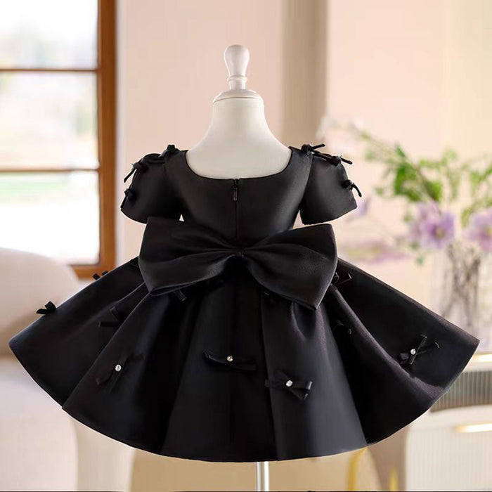 Pink Girl Dress Bowed for Kids Birthday Party Ball Gown J720