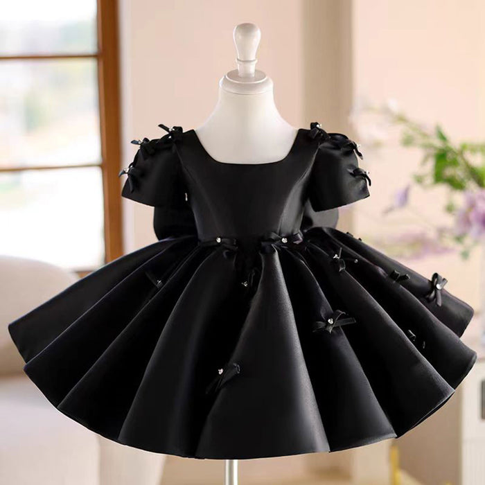 Pink Girl Dress Bowed for Kids Birthday Party Ball Gown J720