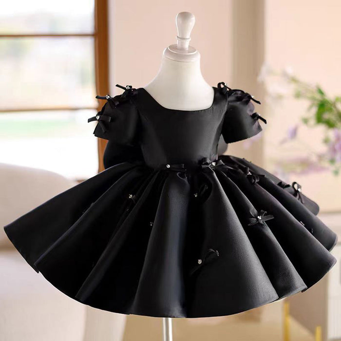 Pink Girl Dress Bowed for Kids Birthday Party Ball Gown J720