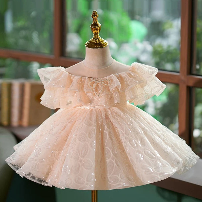 Pink Girl Dress Ruffled Toddler 1st Birthday Party J425