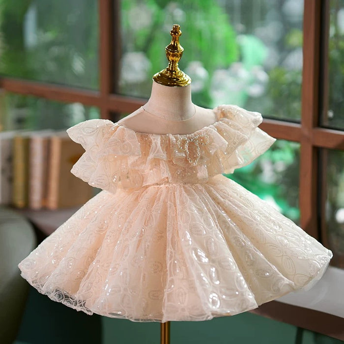 Pink Girl Dress Ruffled Toddler 1st Birthday Party J425