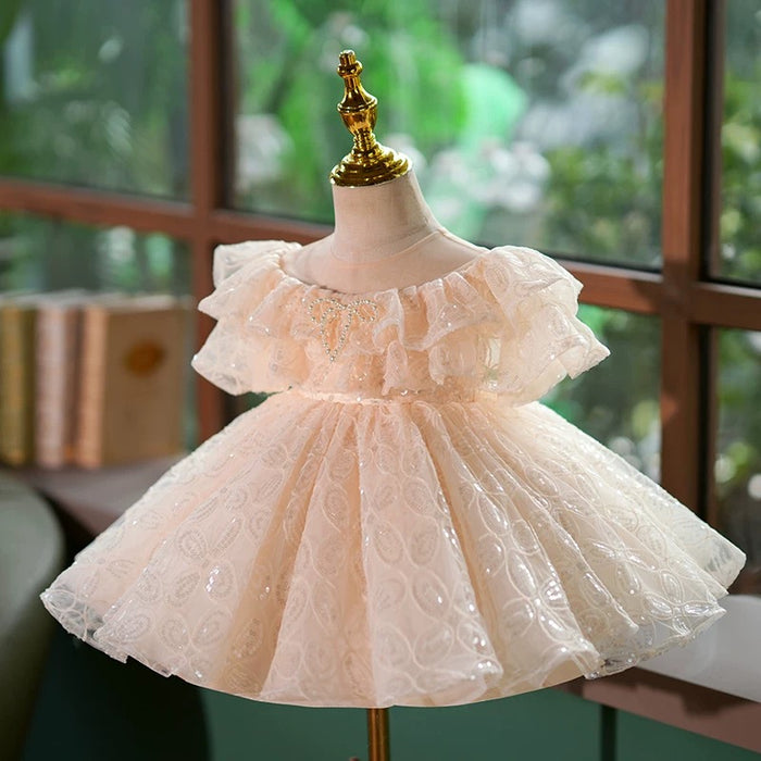 Pink Girl Dress Ruffled Toddler 1st Birthday Party J425