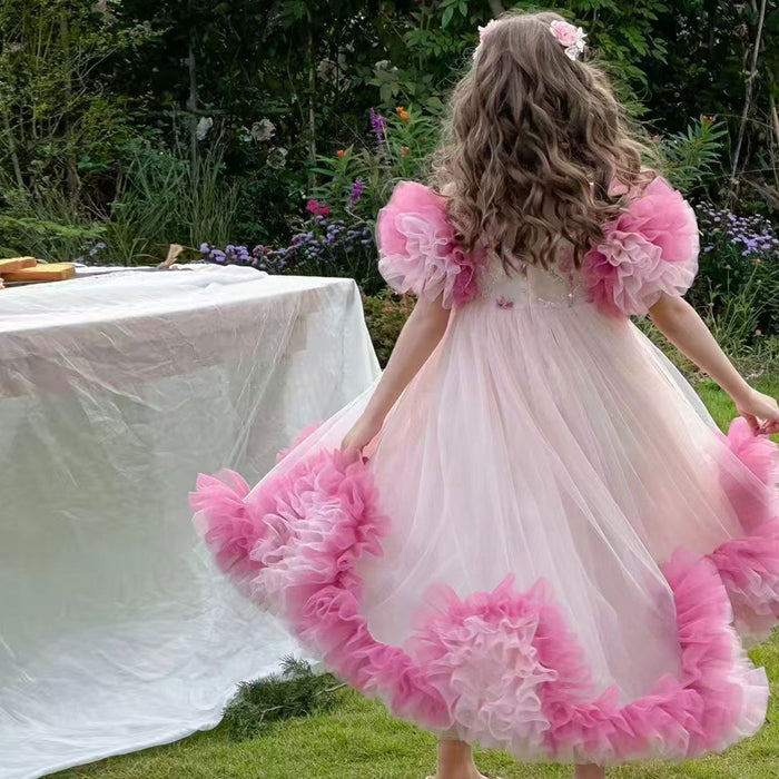 Pink Girl Princess Dress for kids Birthday Party J141
