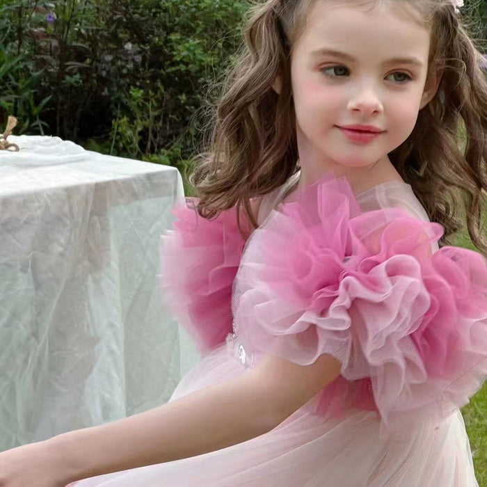 Pink Girl Princess Dress for kids Birthday Party J141