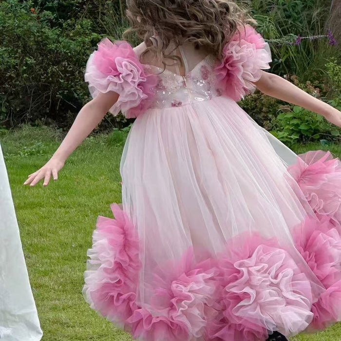 Pink Girl Princess Dress for kids Birthday Party J141