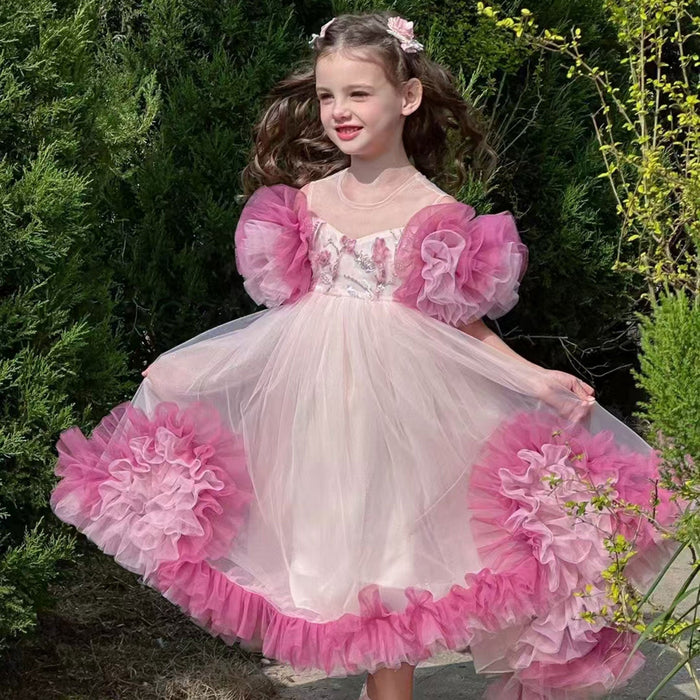 Pink Girl Princess Dress for kids Birthday Party J141