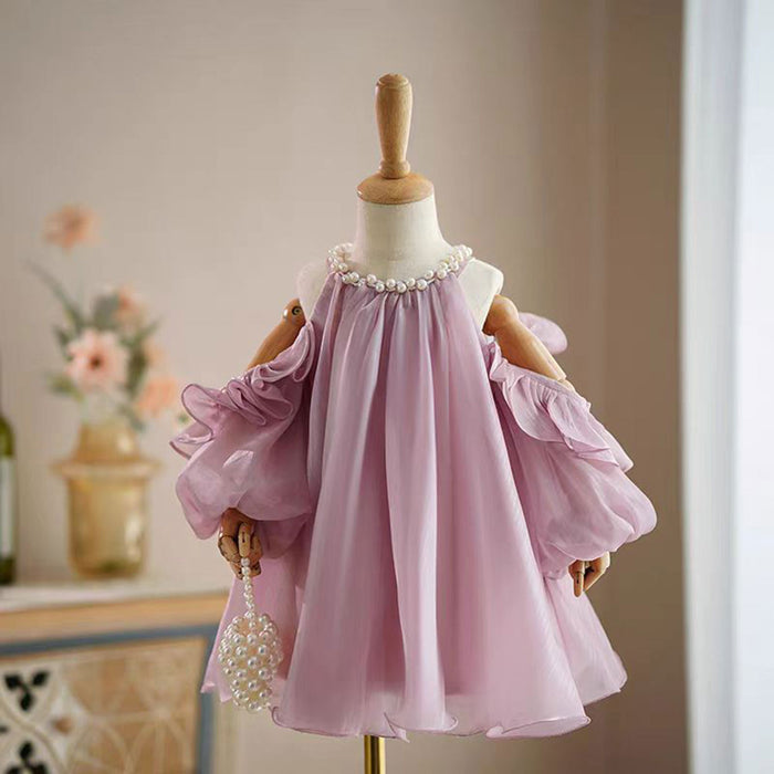 Pink Princess Baby Girl Dress Tulle for Kids 1st Birthday Party J775