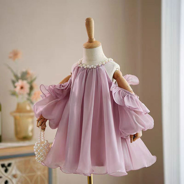 Pink Princess Baby Girl Dress Tulle for Kids 1st Birthday Party J775