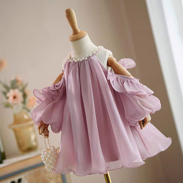 Pink Princess Baby Girl Dress Tulle for Kids 1st Birthday Party J775