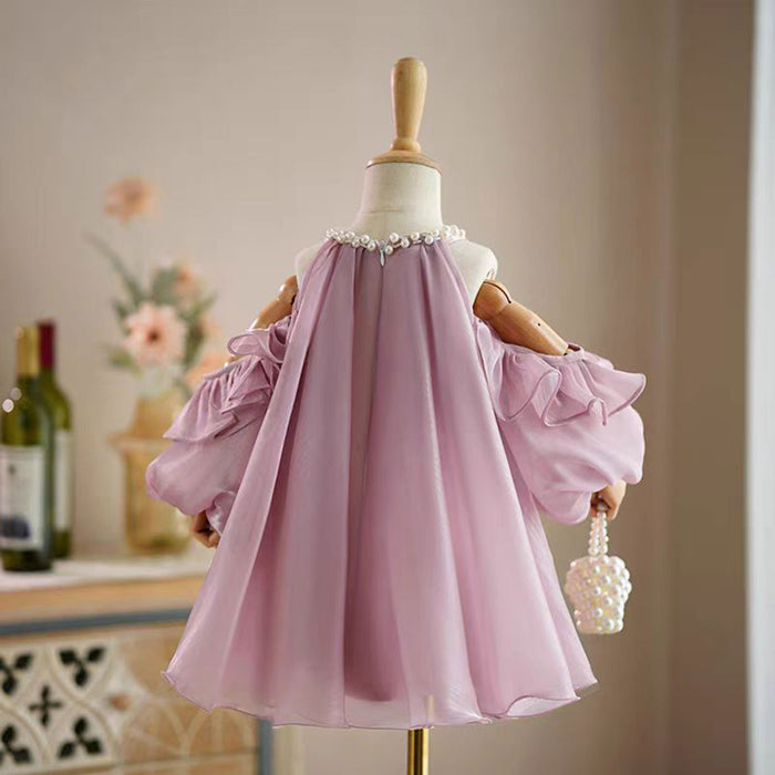 Pink Princess Baby Girl Dress Tulle for Kids 1st Birthday Party J775