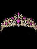 Girls Gold & Hot Pink Crystal Aurora Crown - hot pink - Hair Accessories