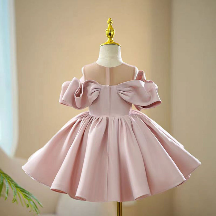 Pink Stain Baby Girl Dress Flower-adorned Sleeveless Ball Gown J765