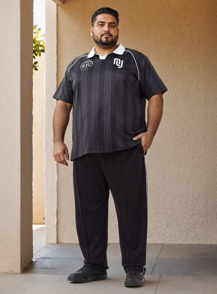 Plus Size Striped Polo T-shirt - Dubai Offers Today