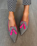 POINTED LOAFER WITH FLUO FRINGES