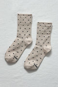 Polka Dot Sneaker Socks - Oatmeal/Black