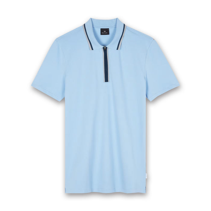 PS Paul Smith - Contrast Trim Zip Polo in Blue - Nigel Clare