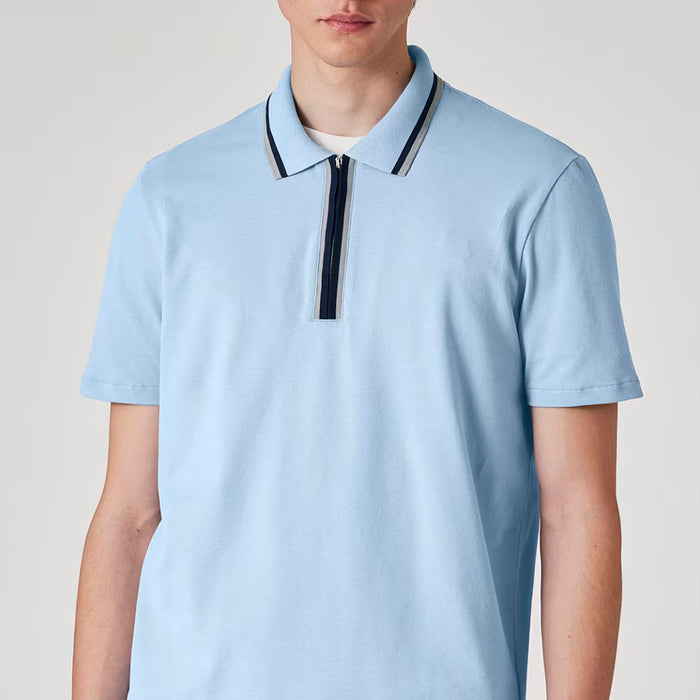 PS Paul Smith - Contrast Trim Zip Polo in Blue - Nigel Clare