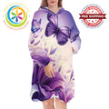 Purple Butterfly Blanket Hoodie white / ONESIZE