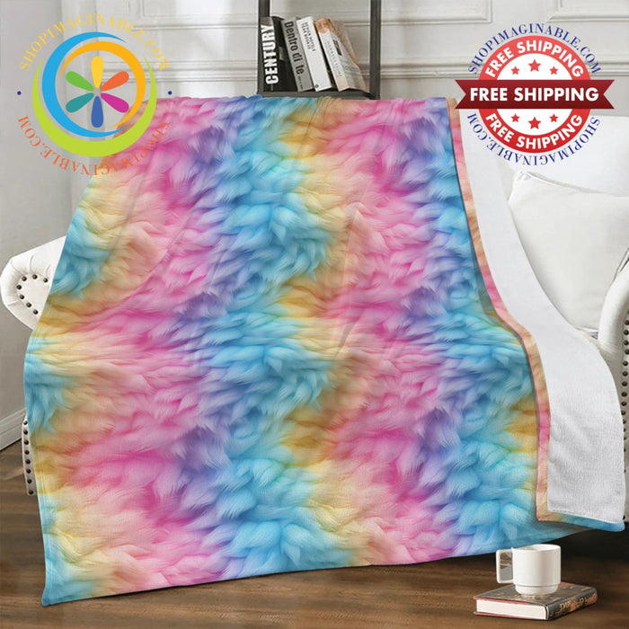Rainbow Feathers Premium Fleece Blanket