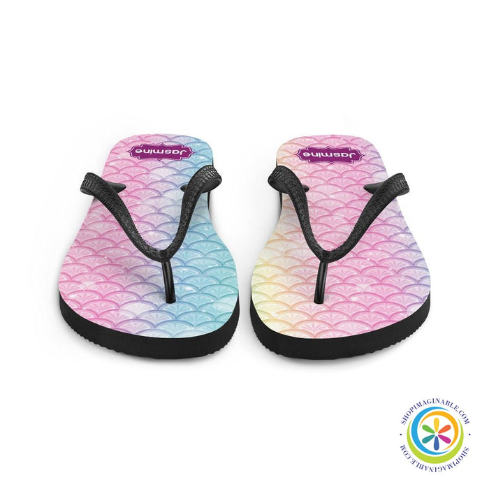 Rainbow Mermaid Personalized Name Flip-Flops-ShopImaginable.com