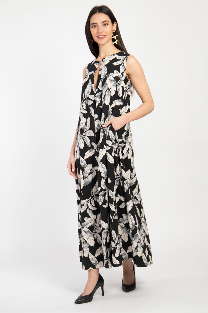 Rakia Cotton Leaves Canvas Dress
