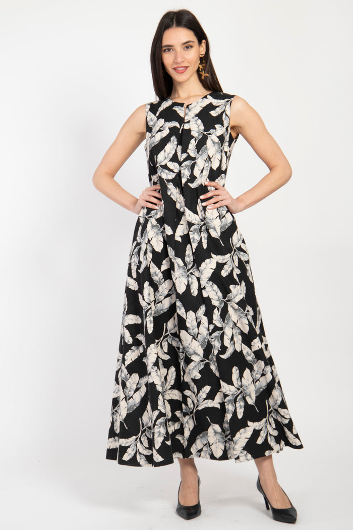 Rakia Cotton Leaves Canvas Dress