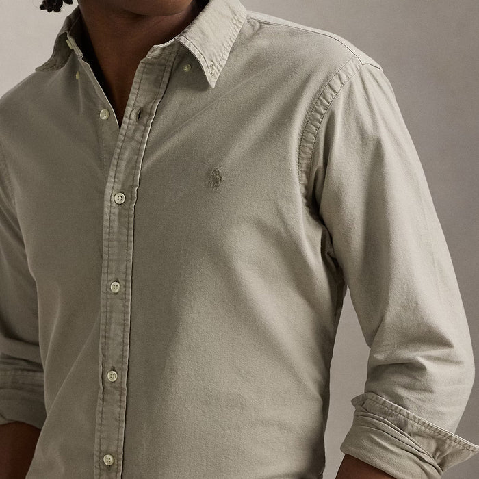 Ralph Lauren - Custom Fit Mineral-Dyed Oxford Shirt in Olive - Nigel Clare