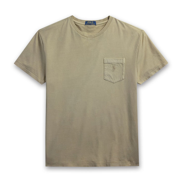 Ralph Lauren - Custom Slim Mineral-Dyed Pocket T-Shirt in Olive - Nigel Clare