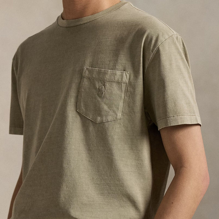 Ralph Lauren - Custom Slim Mineral-Dyed Pocket T-Shirt in Olive - Nigel Clare