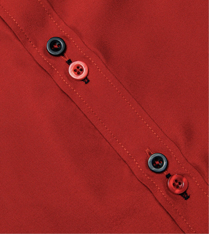 Red Mens's Shirt with contrast colored buttons unique cuffs design -CY-2201 - SimonVon Shop