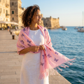 Remo - Glitter Butterfly Pashmina Scarf (70x180cm) - Light Pink
