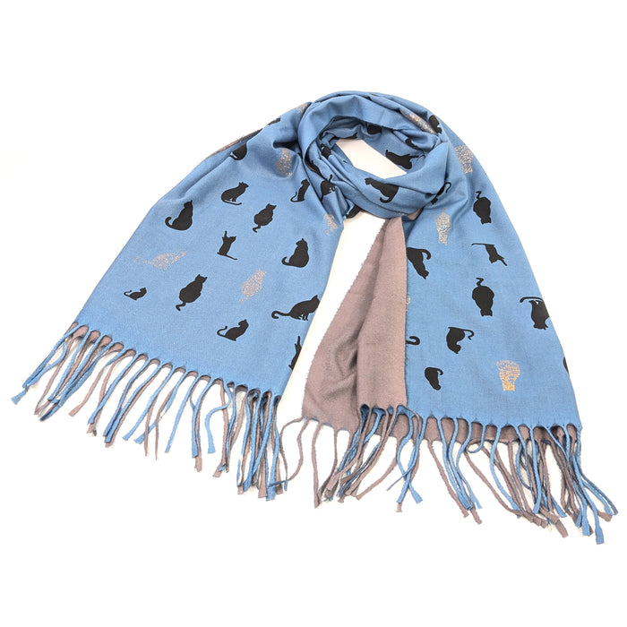 Remo - Glitter Cat Pashmina Style Scarf - Denim (70x180cm)