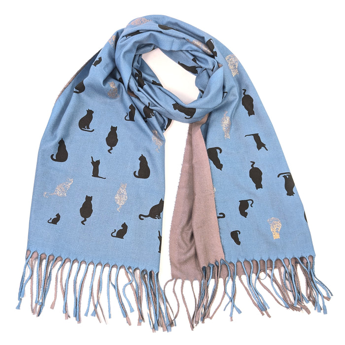 Remo - Glitter Cat Pashmina Style Scarf - Denim (70x180cm)