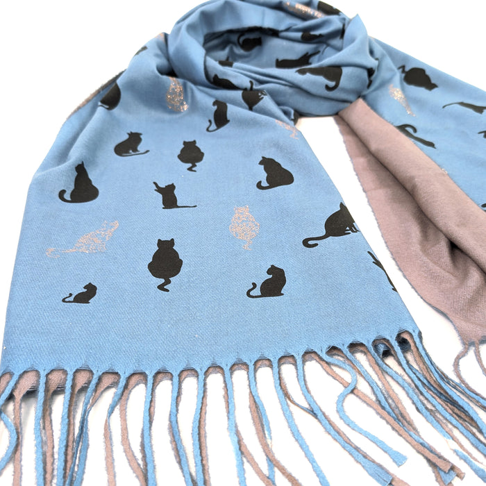 Remo - Glitter Cat Pashmina Style Scarf - Denim (70x180cm)