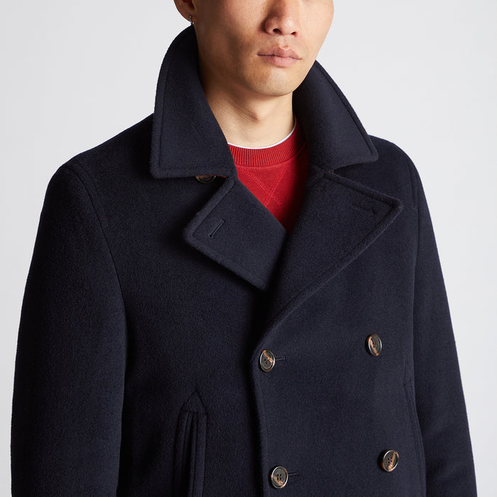 Remus - Oliver Tailored Wool Overcoat in Navy - Nigel Clare