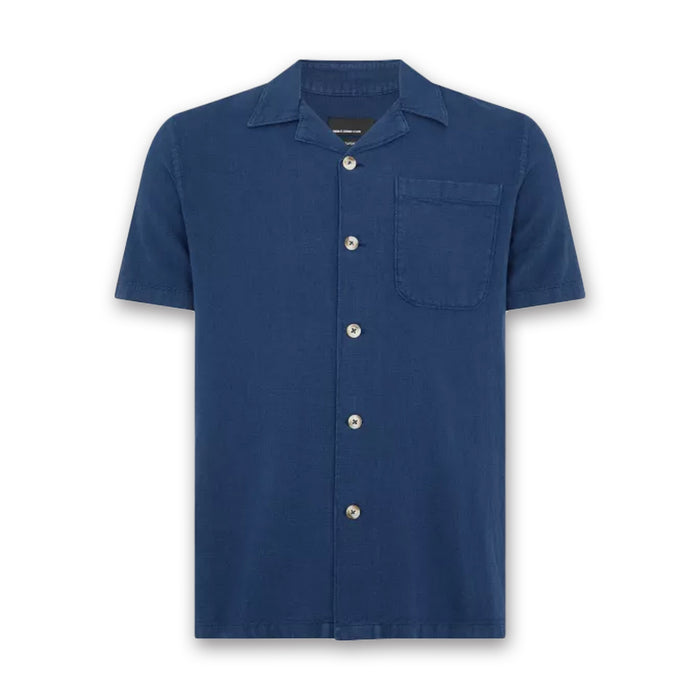 Remus - Paolo Tapered Fit Cotton-Linen SS Shirt in Navy - Nigel Clare
