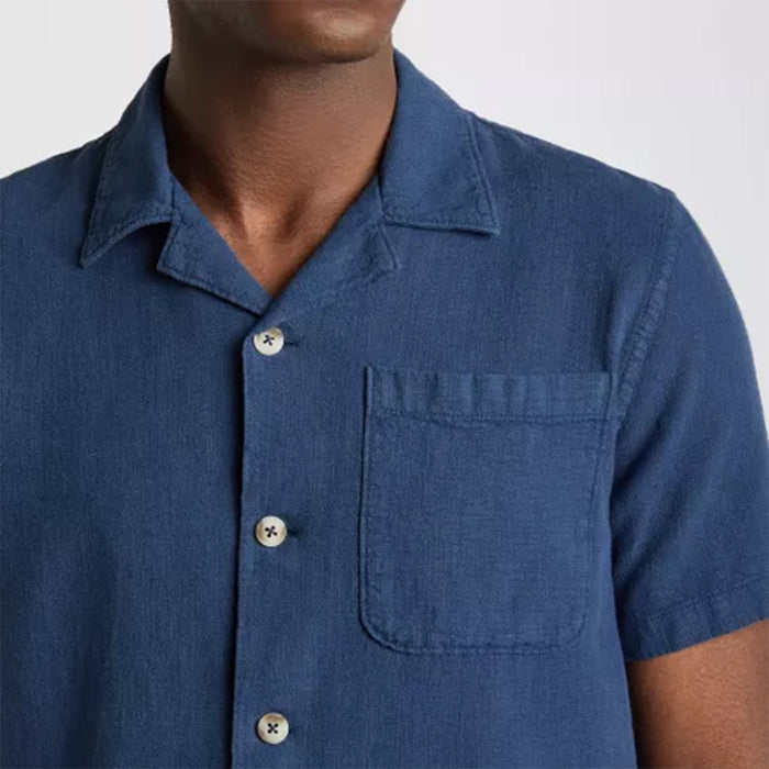 Remus - Paolo Tapered Fit Cotton-Linen SS Shirt in Navy - Nigel Clare