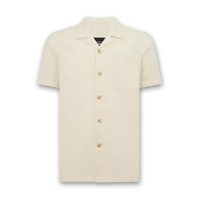 Remus - Paolo Tapered Fit Cotton-Linen SS Shirt in Stone - Nigel Clare
