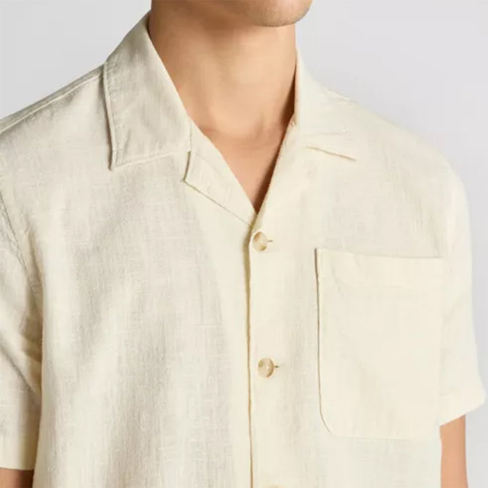 Remus - Paolo Tapered Fit Cotton-Linen SS Shirt in Stone - Nigel Clare