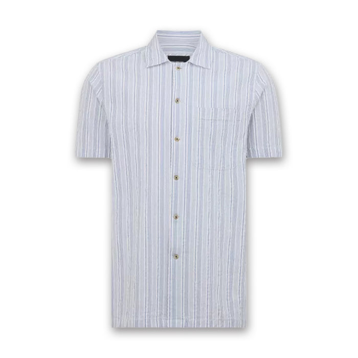 Remus - Parker Tapered SS Print Shirt in Light Blue - Nigel Clare