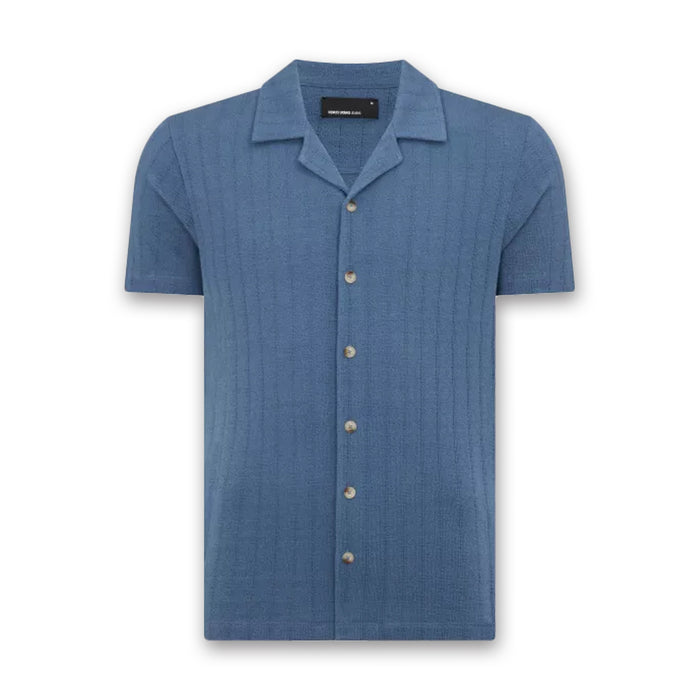 Remus - Relaxed Fit Cuban Collar Shirt in Blue - Nigel Clare