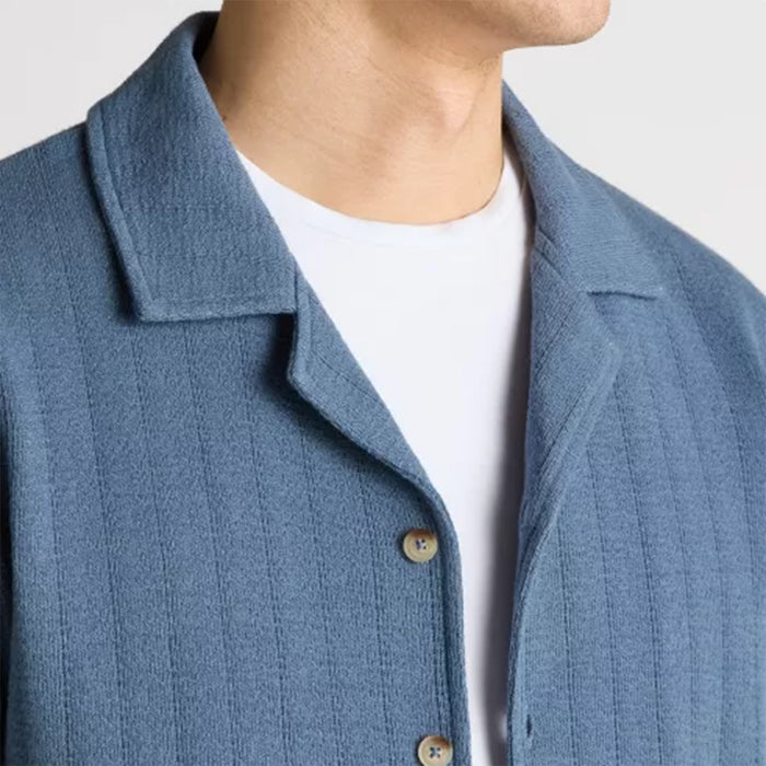 Remus - Relaxed Fit Cuban Collar Shirt in Blue - Nigel Clare