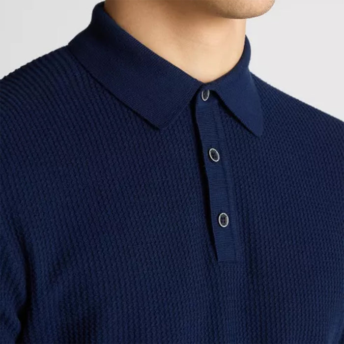 Remus - Slim Fit Micro Braid Polo in Navy - Nigel Clare