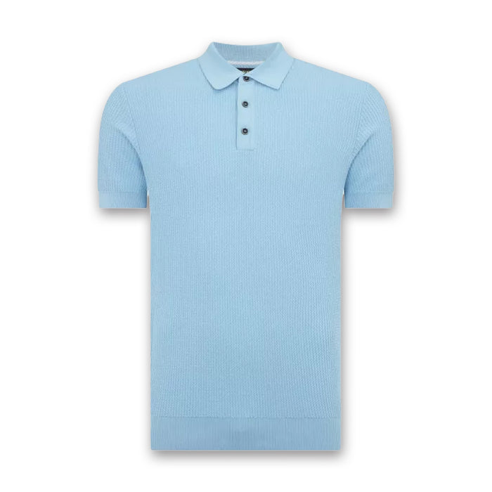 Remus - Slim Fit Micro Braid Polo in Sky Blue - Nigel Clare