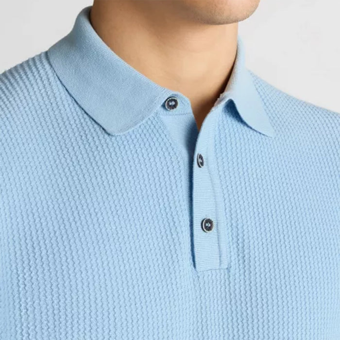 Remus - Slim Fit Micro Braid Polo in Sky Blue - Nigel Clare