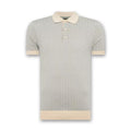 Remus - Slim Fit Patterned Polo in Stone/Blue - Nigel Clare
