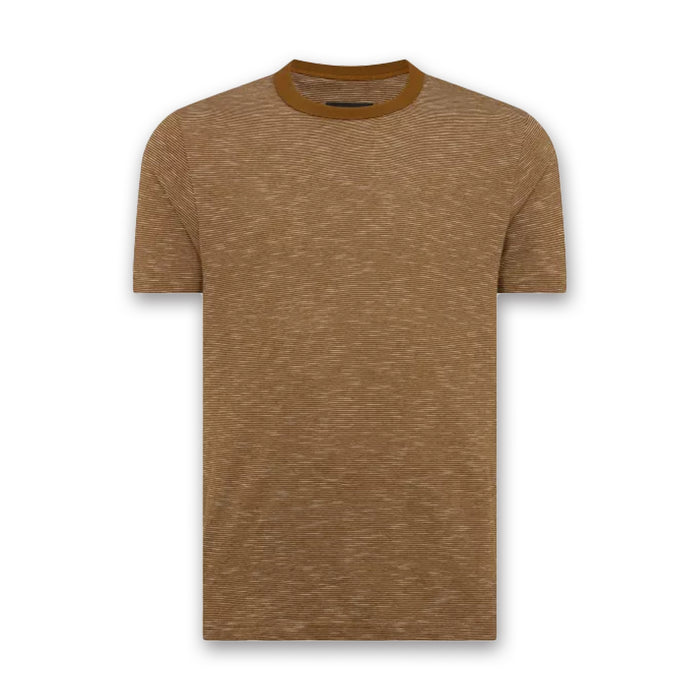 Remus - Tapered Fit Cotton-Linen T-Shirt in Brown - Nigel Clare