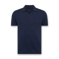 Remus - Tapered Fit Open Collar Polo in Navy - Nigel Clare