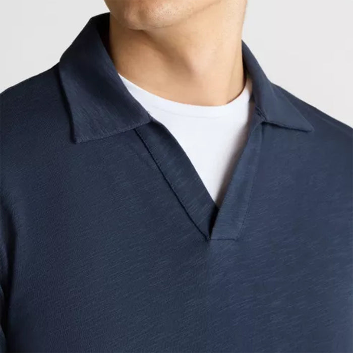 Remus - Tapered Fit Open Collar Polo in Navy - Nigel Clare