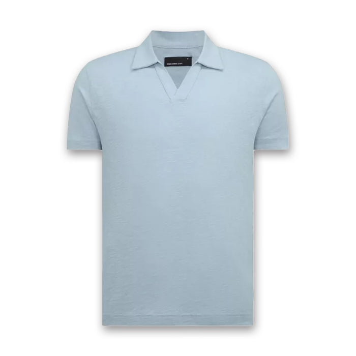 Remus - Tapered Fit Open Collar Polo in Sky Blue - Nigel Clare